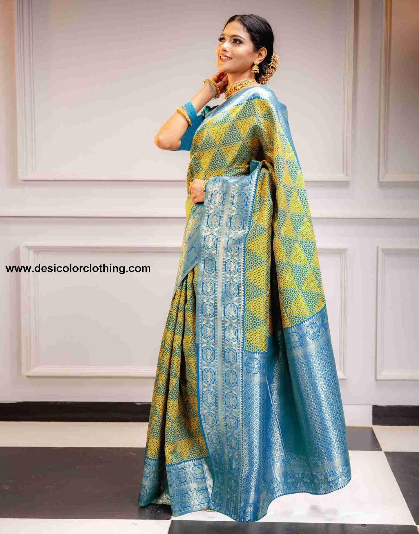 Blue Silk Woven Saree