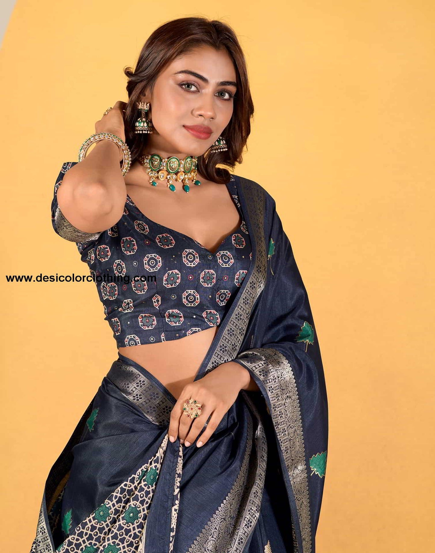 Blue Silk Printed Saree