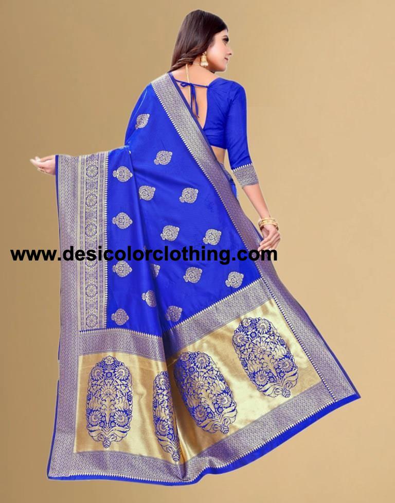 Royal Blue Jacquard Banarasi Silk Saree