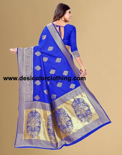 Royal Blue Jacquard Banarasi Silk Saree