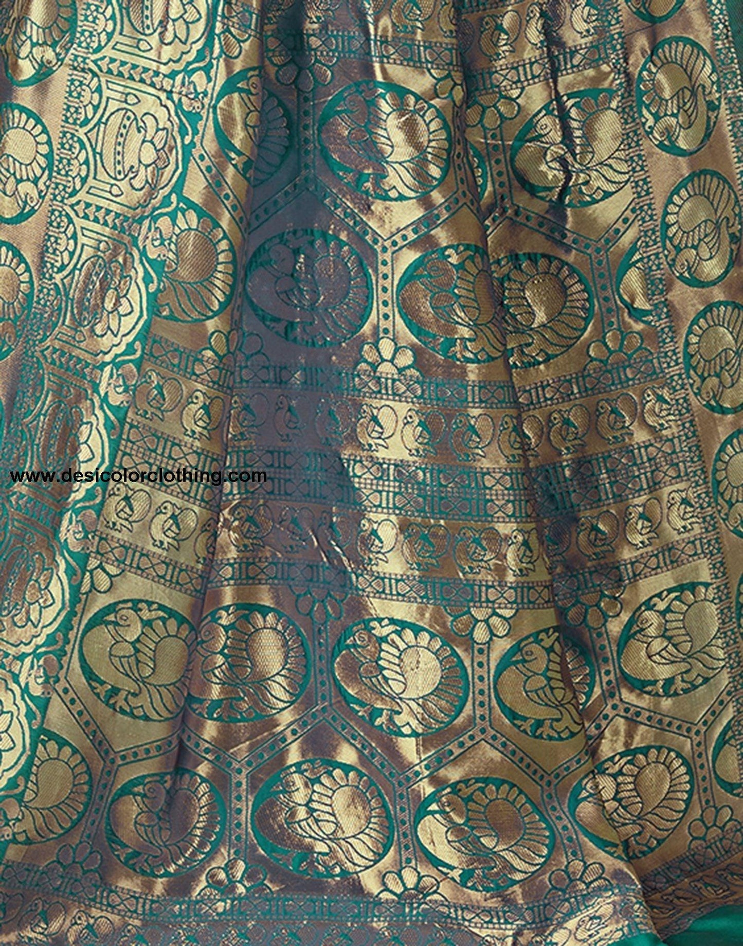 Rama Green Jacquard Silk Saree