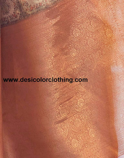 Beige Silk Printed Saree