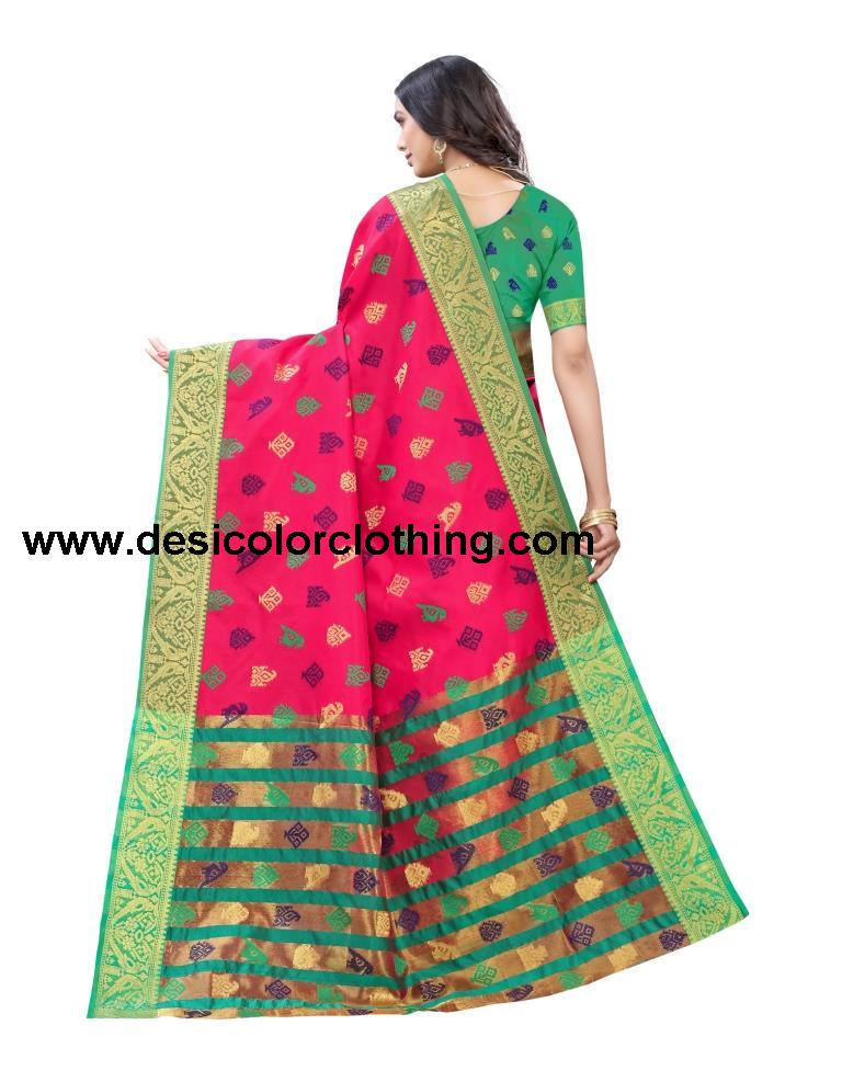 Pink Coloured Poly Silk Jacquard Partywear saree