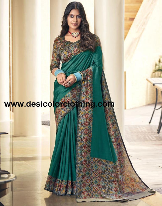 Beige Silk Printed Saree