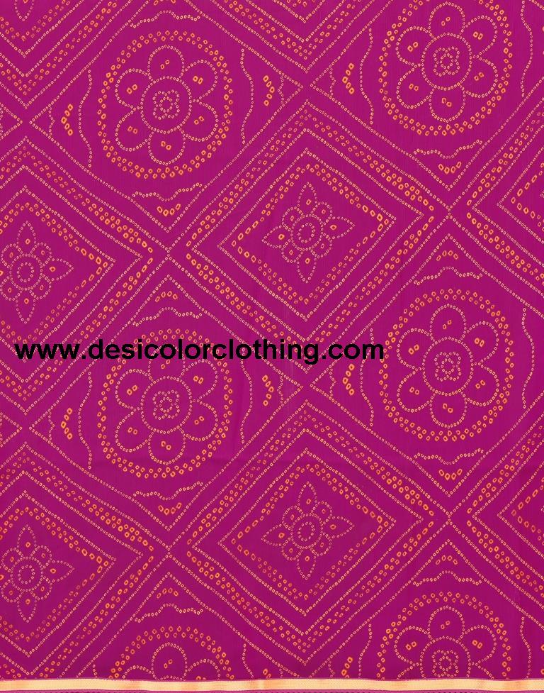 Pink Bandhani Printed Saree