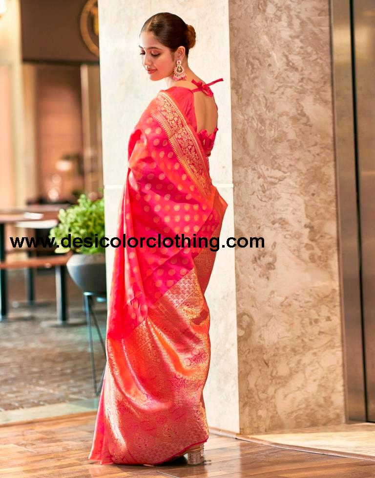 Pink Silk Weaving Saree