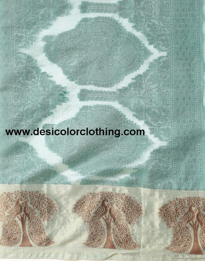 Aqua Green Organza Saree