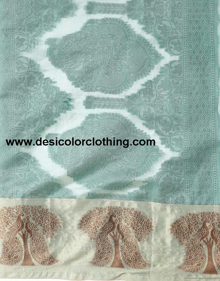 Aqua Green Organza Saree