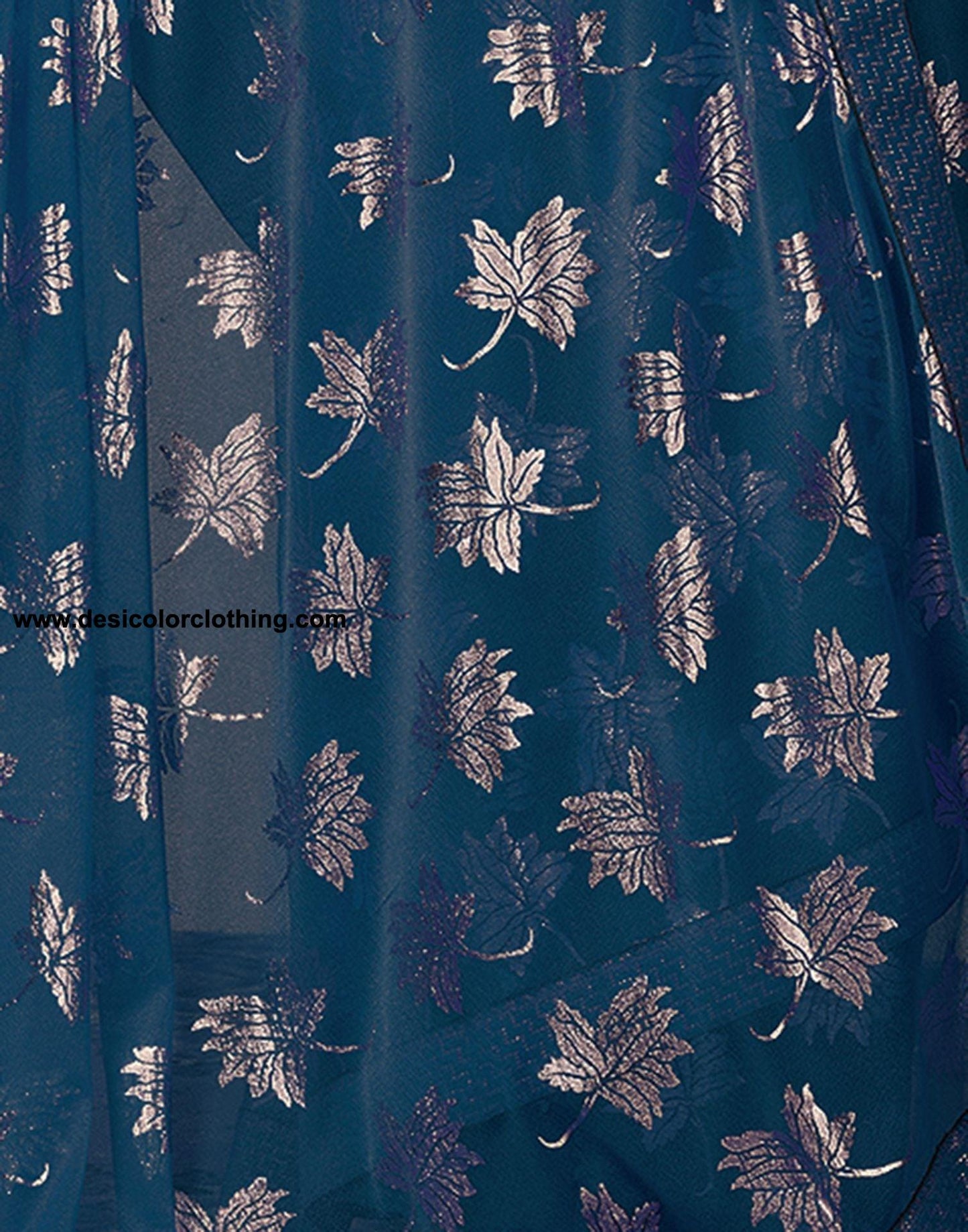 Dark Blue Plain Lycra Saree