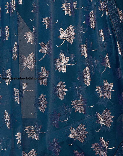 Dark Blue Plain Lycra Saree