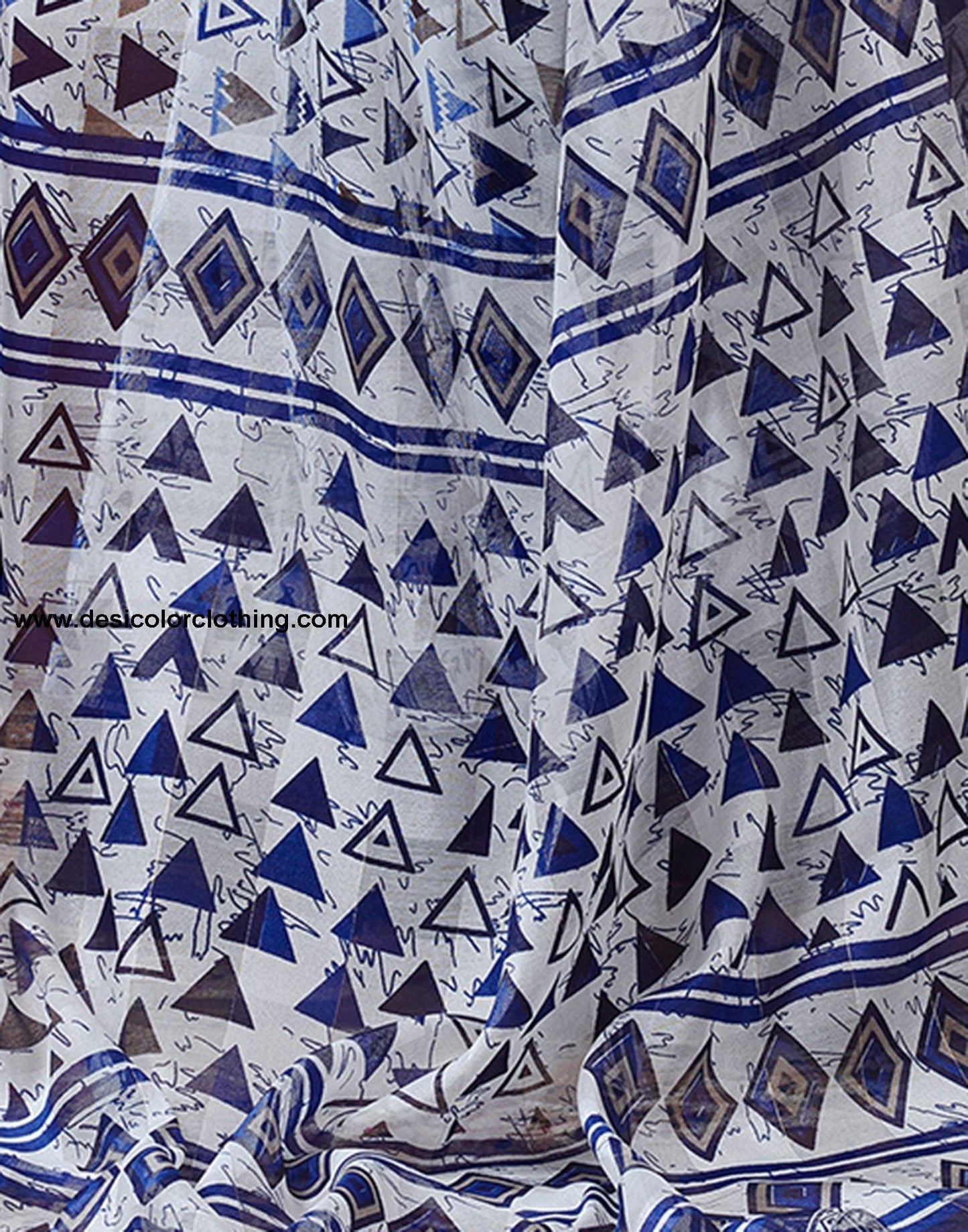 Blue Printed Cotton Saree
