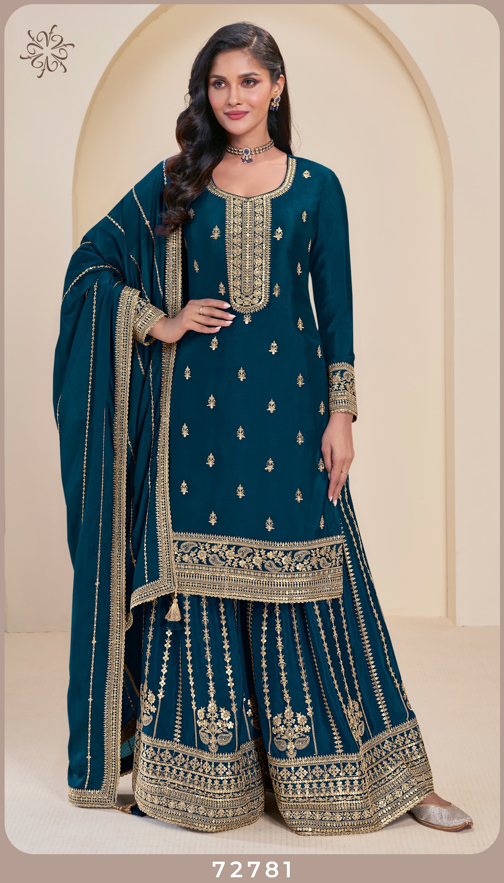 Product Image - KULEESH - SANGEET Designer Georgette Saree - Embroidered Chinon Fabric