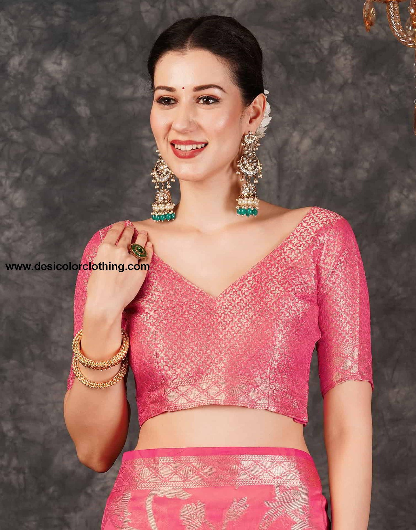 Pink Banarasi Silk Woven Saree