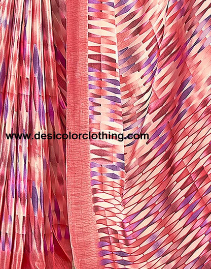 Rose Pink  Silk Printed Sarees