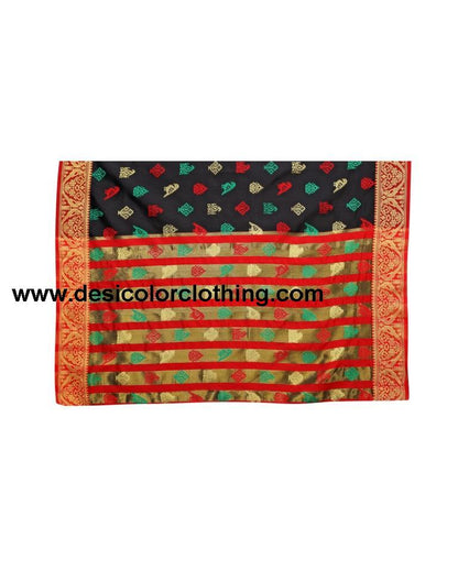 Black Coloured Poly Silk Jacquard Partywear saree | SLV1789S108