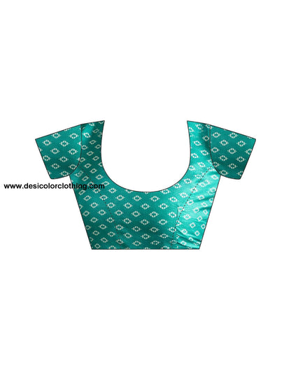 Turquois Printed Silk Saree