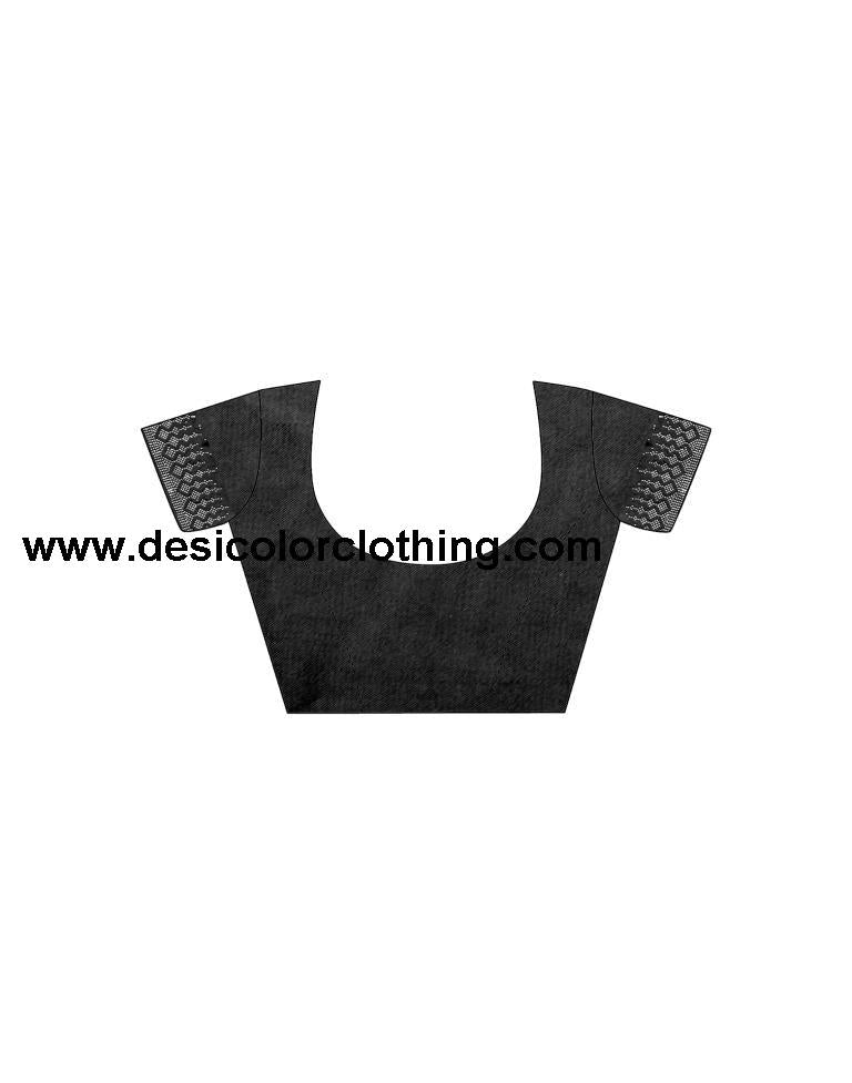 Black Plain Georgette Saree