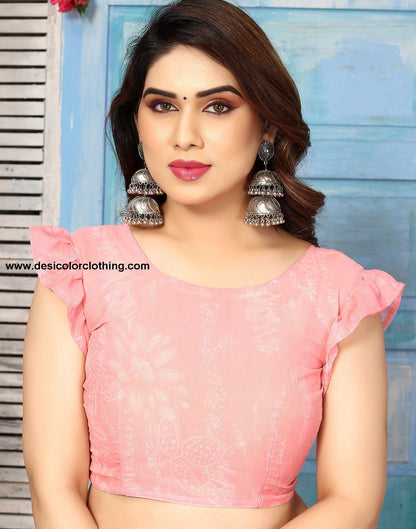 Pink Georgette Floral Printed Saree