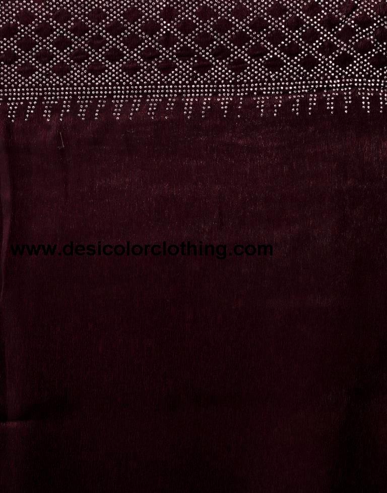 Brown Chiffon Plain Saree