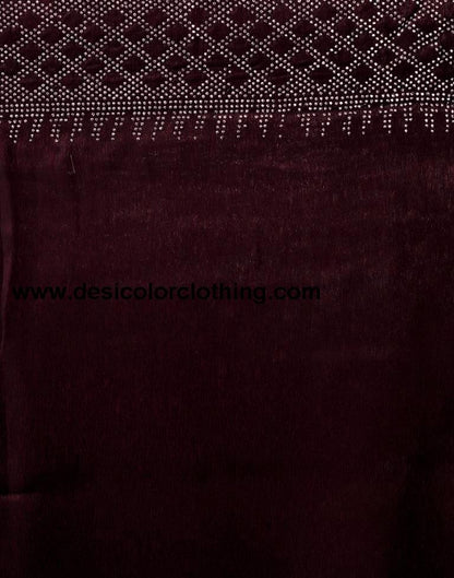 Brown Chiffon Plain Saree