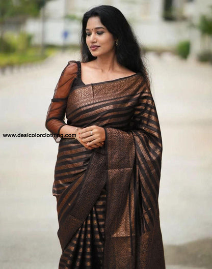 Black Jacquard Silk Saree