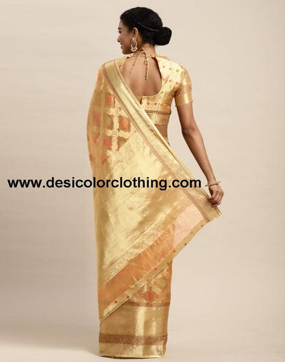 Peach Organza Saree