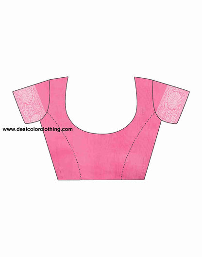 Pink Cotton Plain Saree