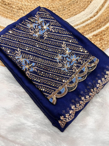 Product Image - Elegant Designer Georgette Saree for Festive Occasions