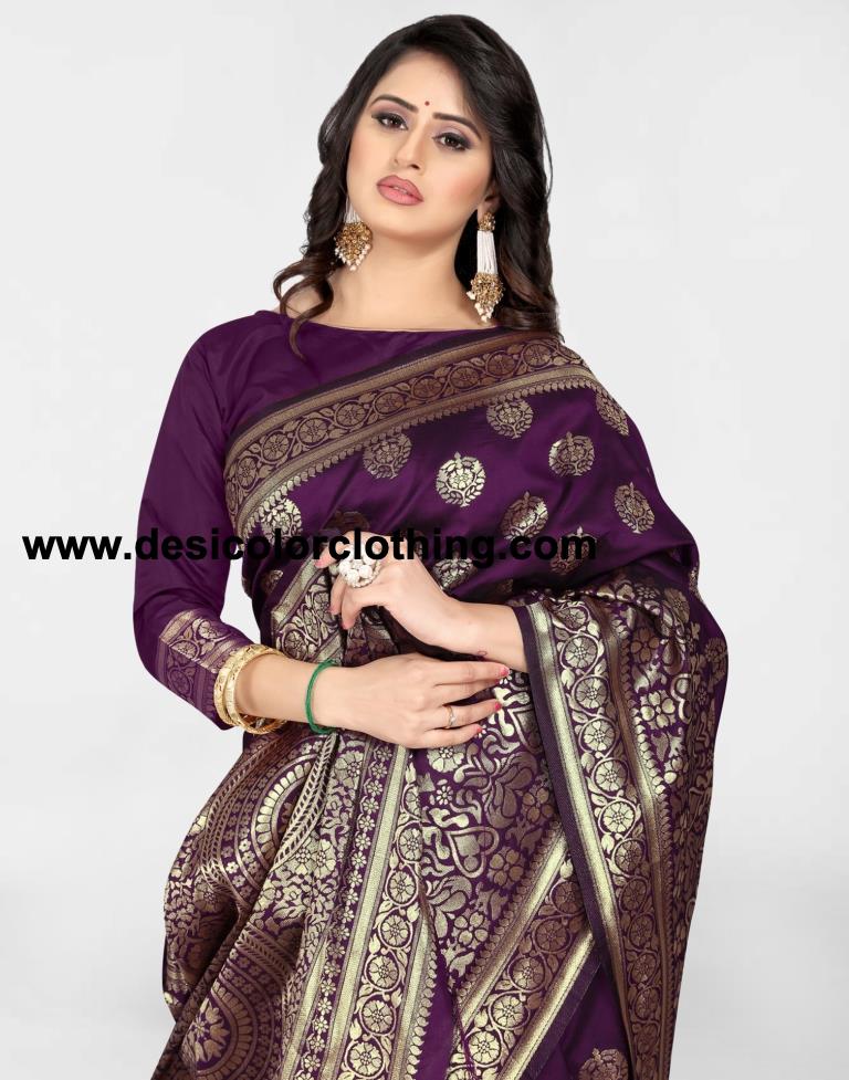 Purple Jacquard Banarasi Silk Saree