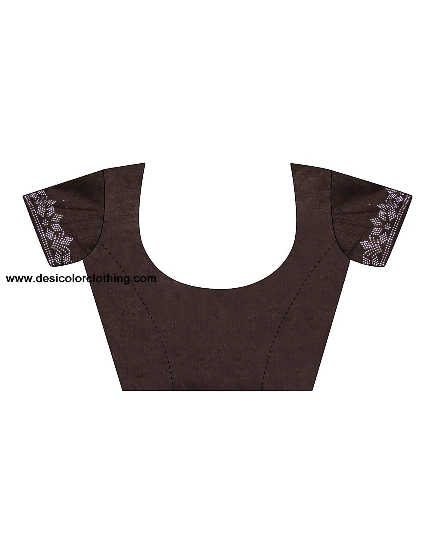 Brown Printed Net Stone Work Saree