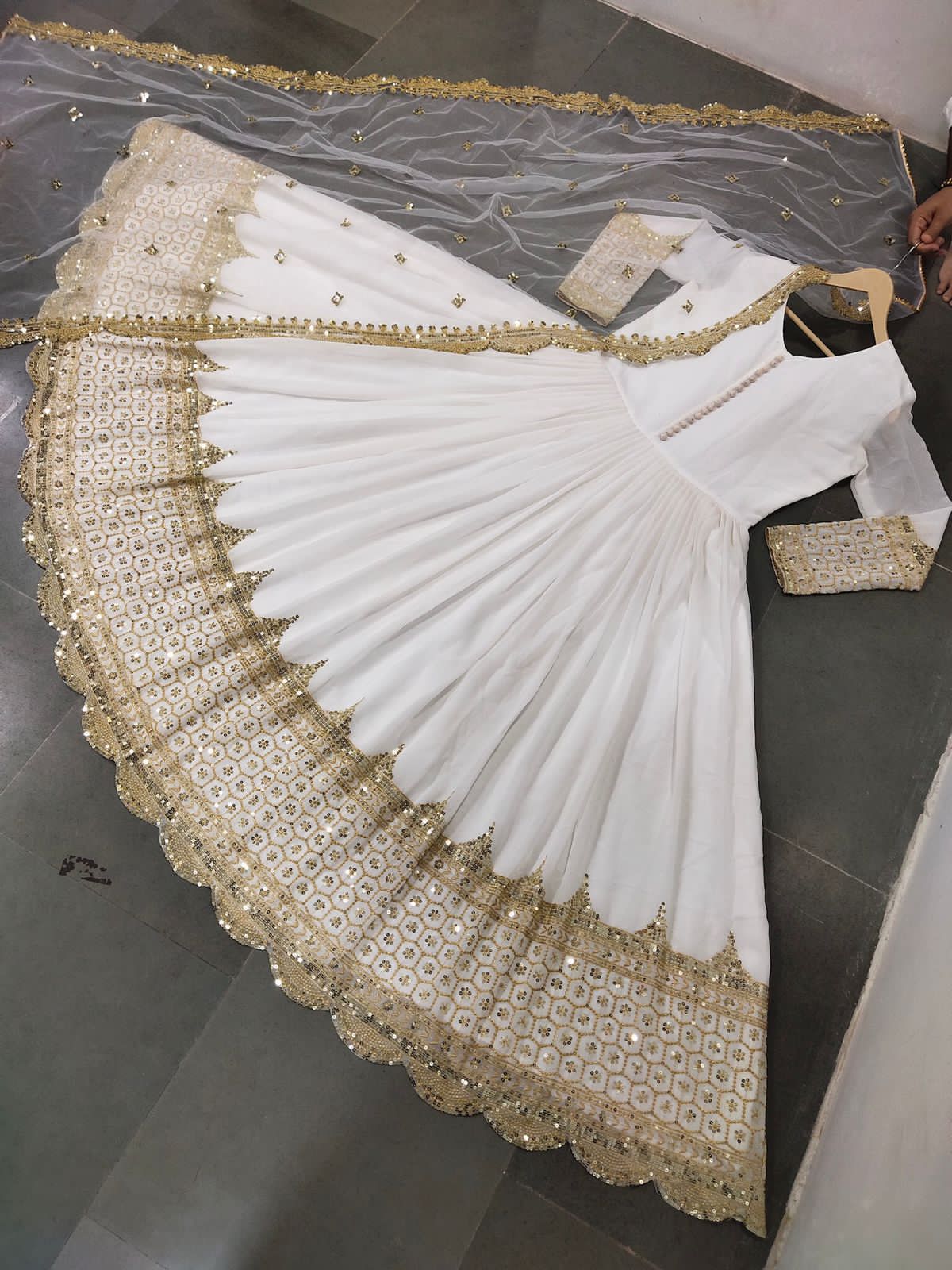 Product Image - Designer Party Wear Gown with Georgette Fabric & Embroidery