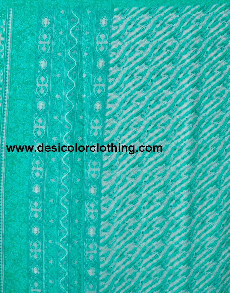 Turquoise Georgette Printed Saree