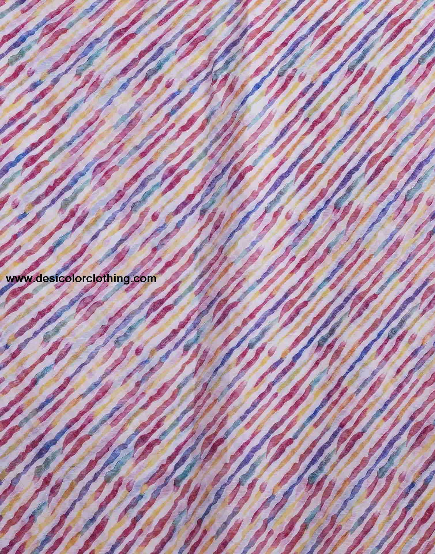 White Printed Chiffon Leheriya Saree