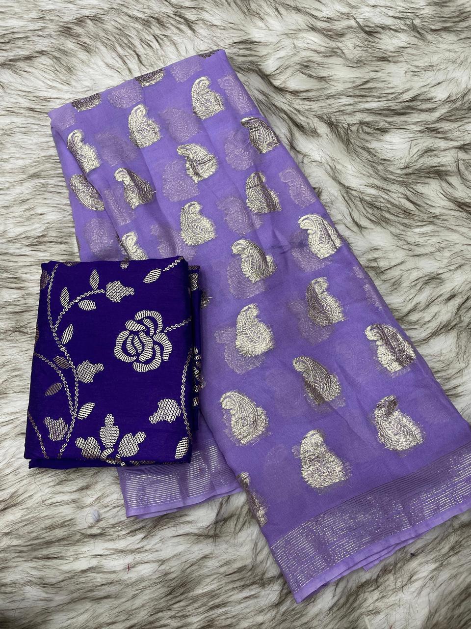 Product Image - Elegant Viscose Georgette Saree with Heavy Sequence Blouse - Festive Wear