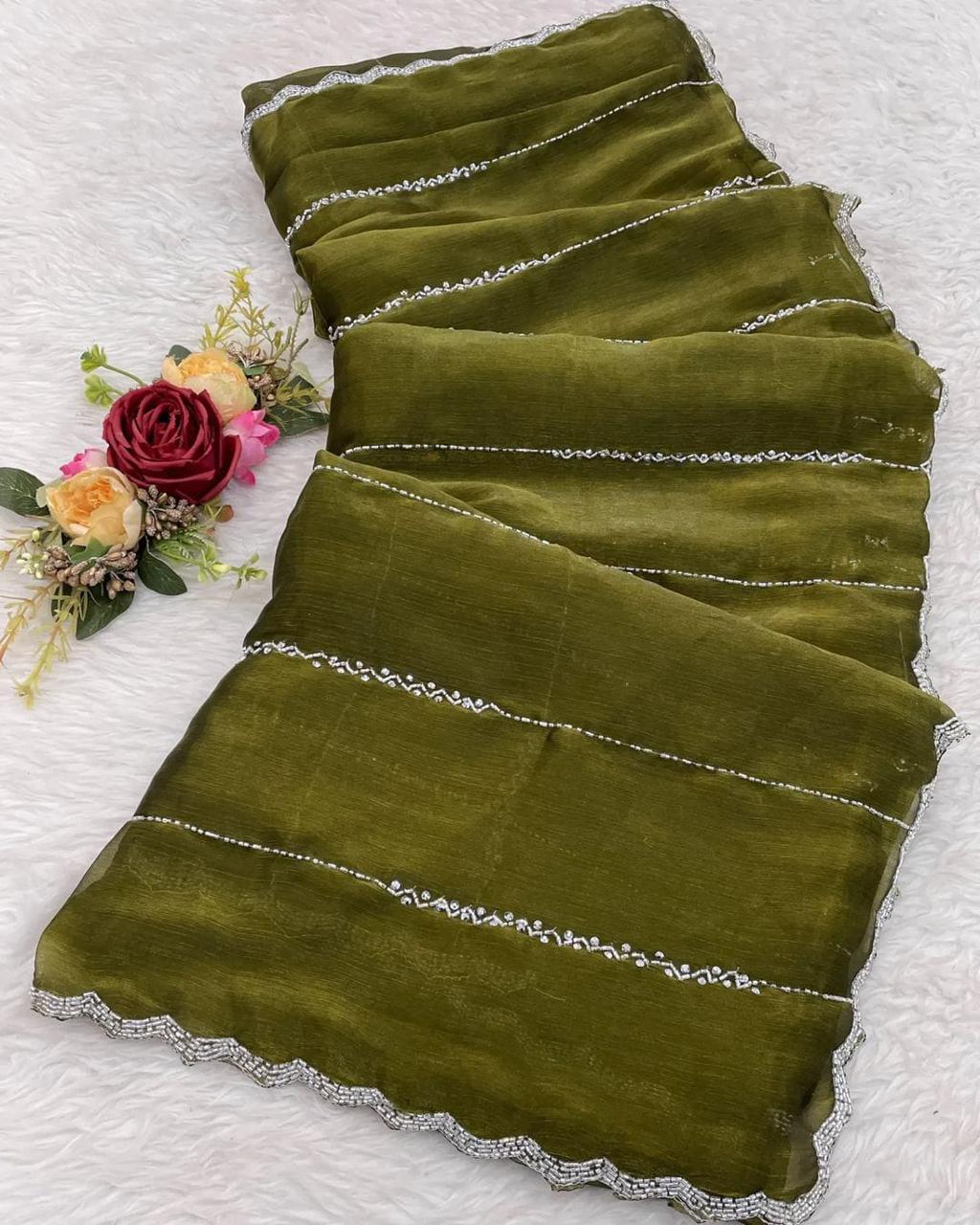 Product Image - Exquisite Zimmy Choo Designer Saree with Khatli and Hand Diamond Work