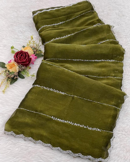Product Image - Exquisite Zimmy Choo Designer Saree with Khatli and Hand Diamond Work