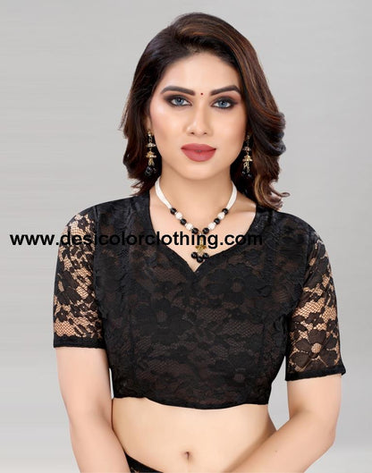 Black Coloured Russel Net Partywear saree