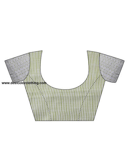 Pista Green Self Woven Plain Cotton Saree