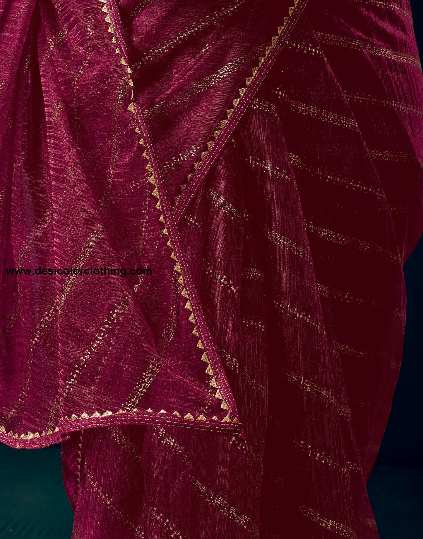Dark Pink Chiffon Plain Saree