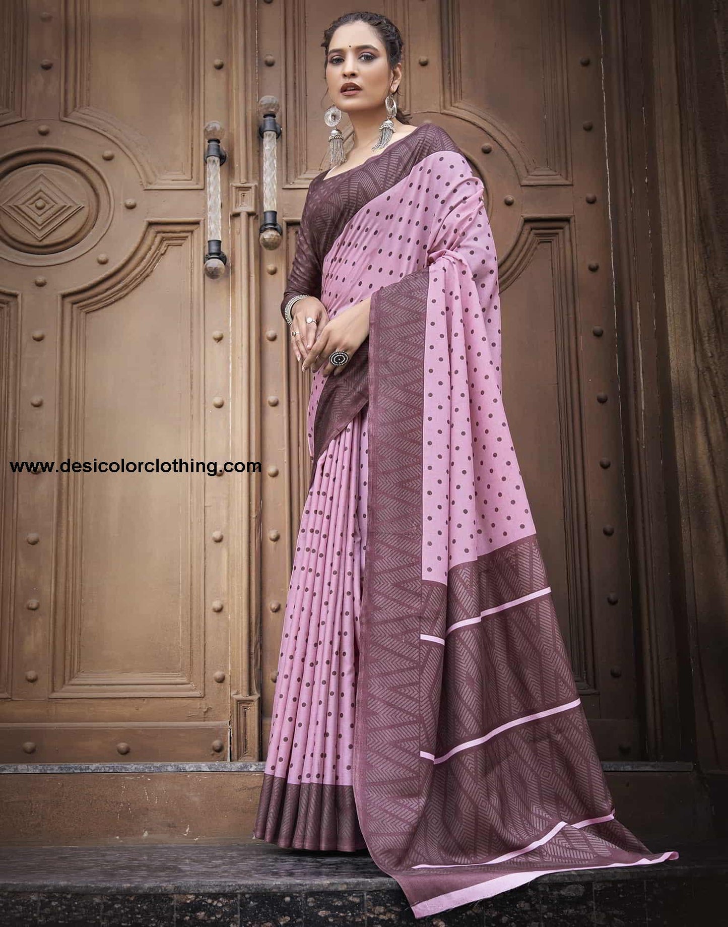 Pink Silk Printed Saree