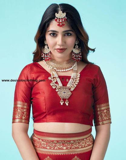 Red Jacquard Silk Saree