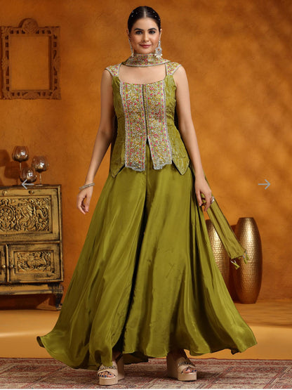 Product Image - Elegant Designer Saree and Palazzo Set