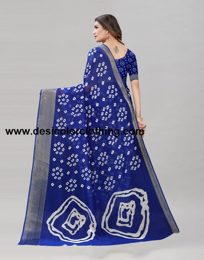 Blue Cotton Bandhani Saree | 1985S481