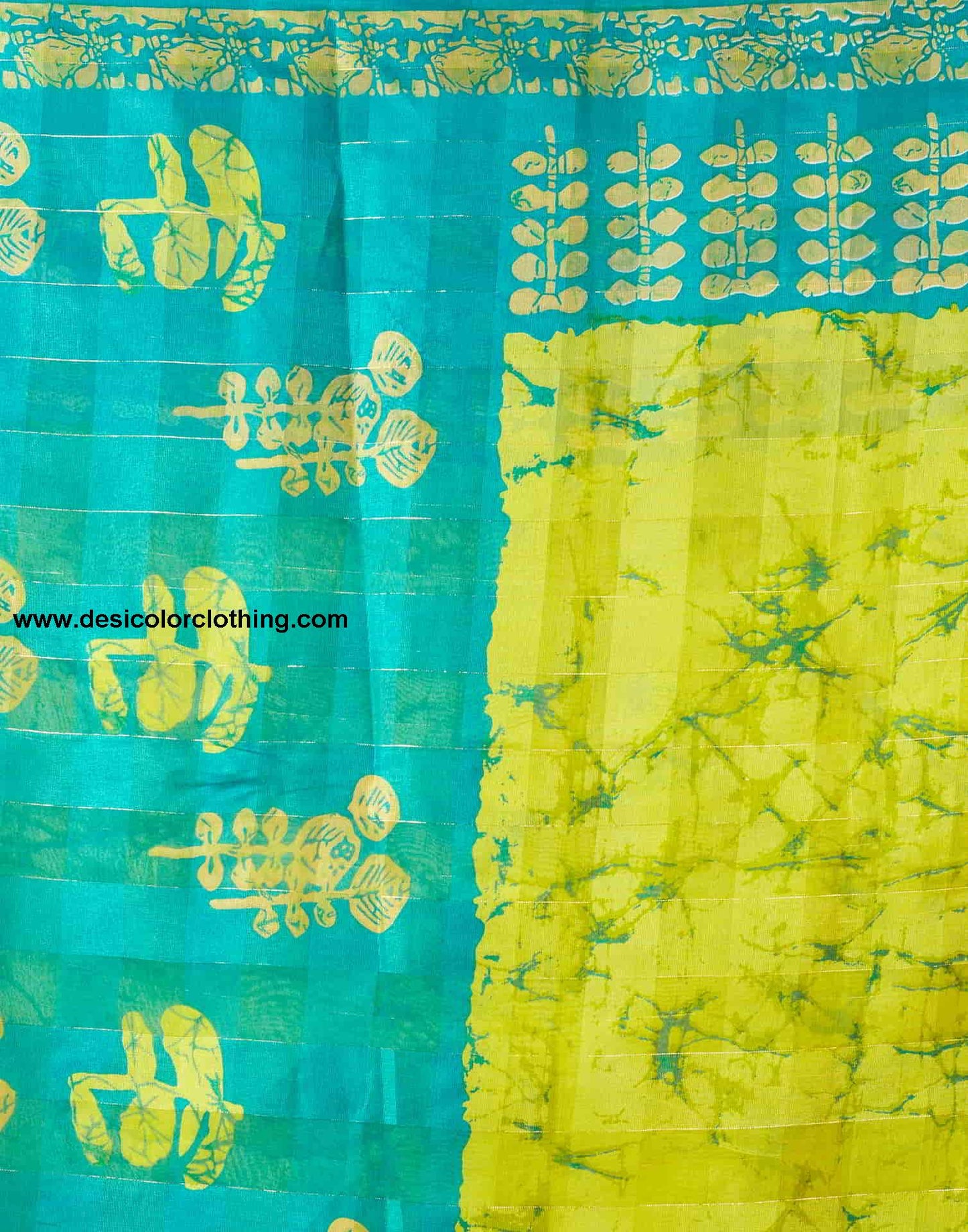 Blue Printed Cotton Zari Stripe Saree