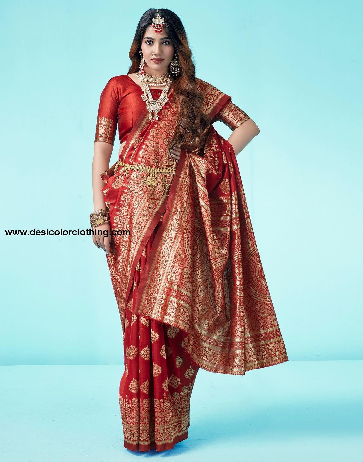 Red Jacquard Silk Saree