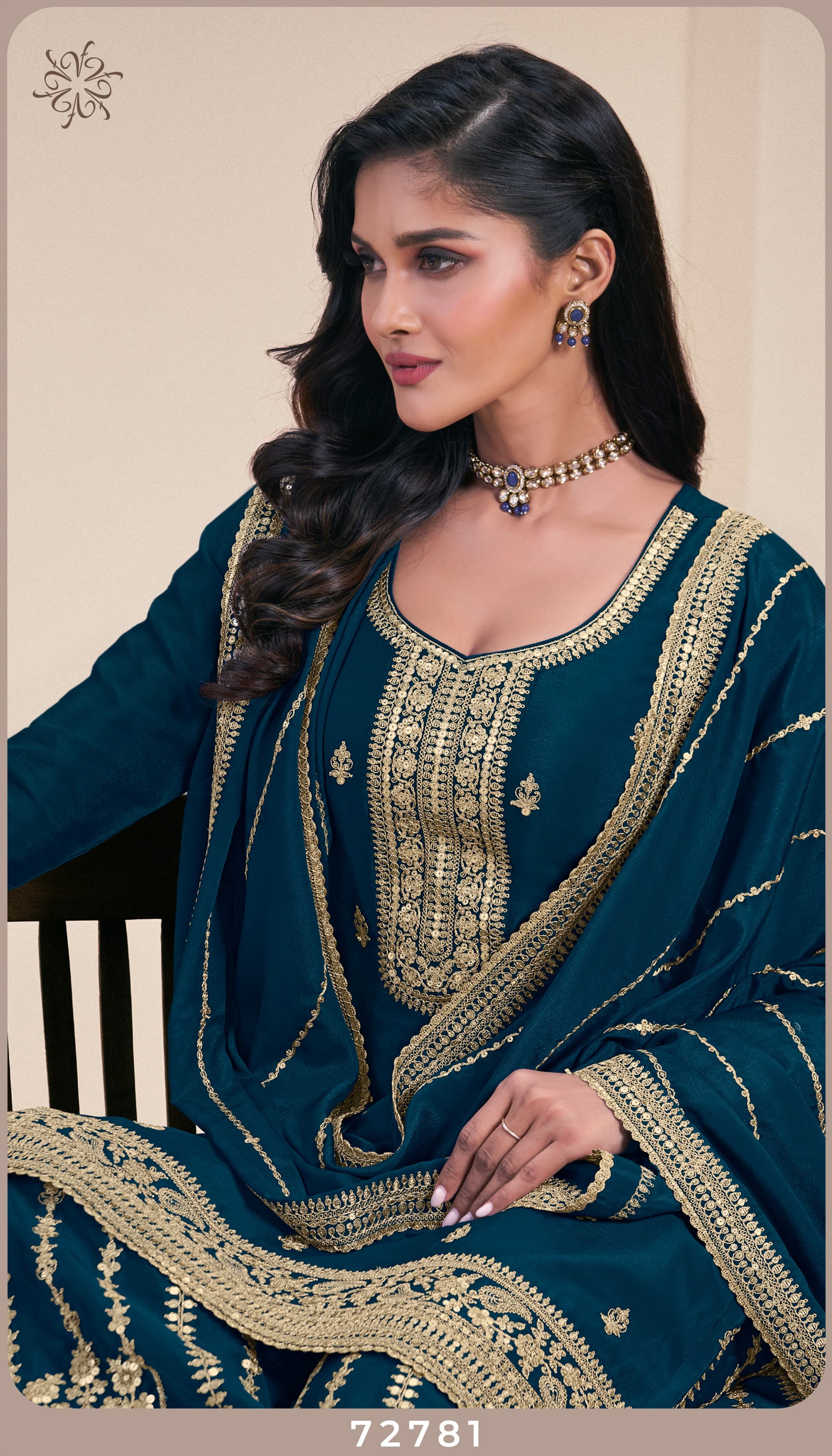 Product Image - KULEESH - SANGEET Designer Georgette Saree - Embroidered Chinon Fabric