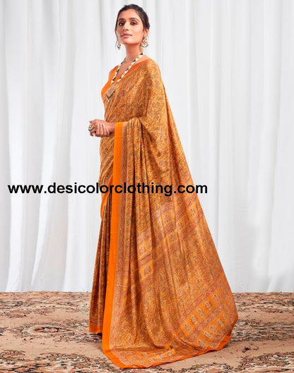 Turmeric Silk Printed Sarees