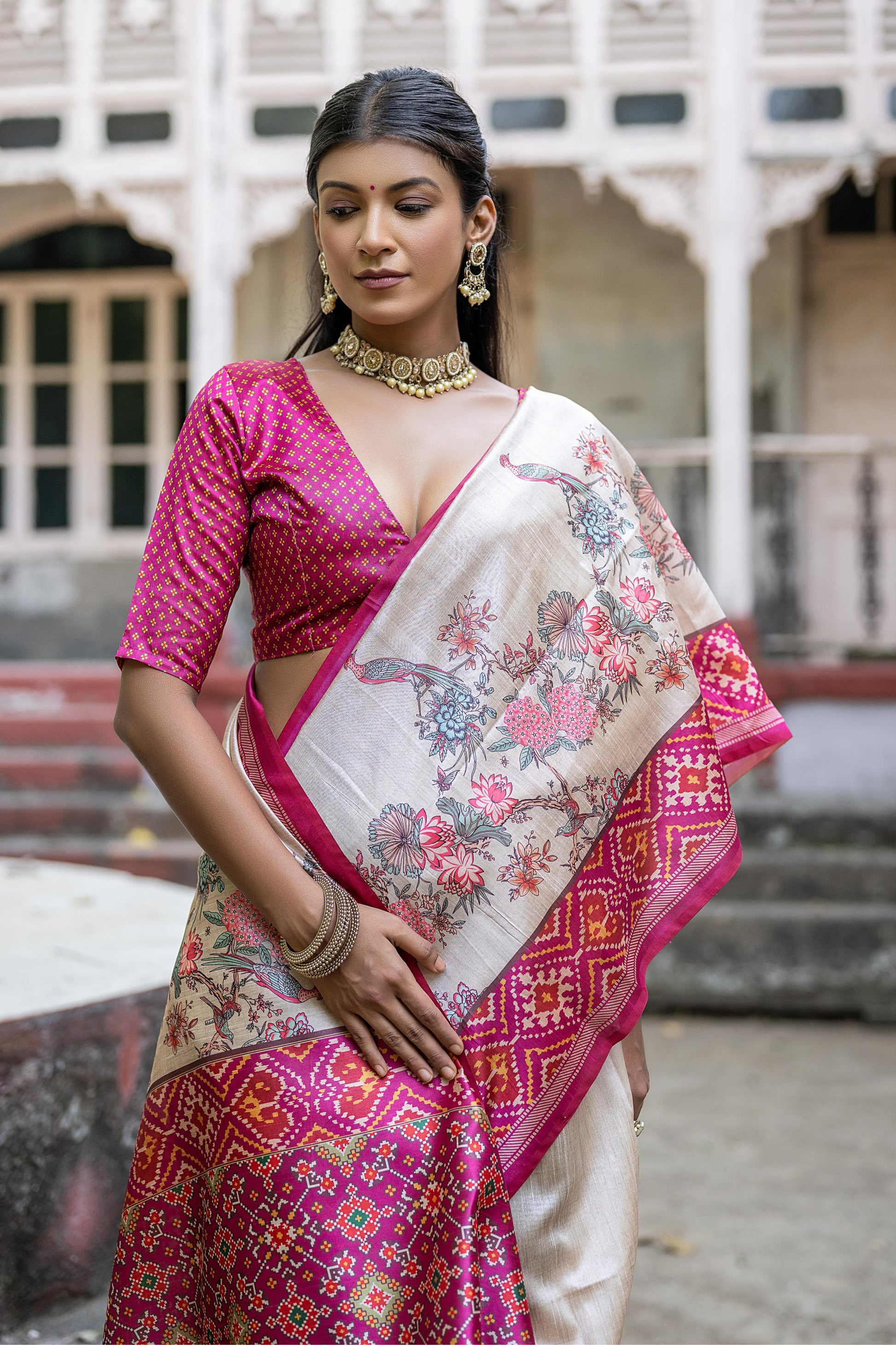 Product Image - Yogita Patola Designer Saree in Tussar Silk with Patola Print