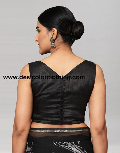 Black Printed Chiffon Saree