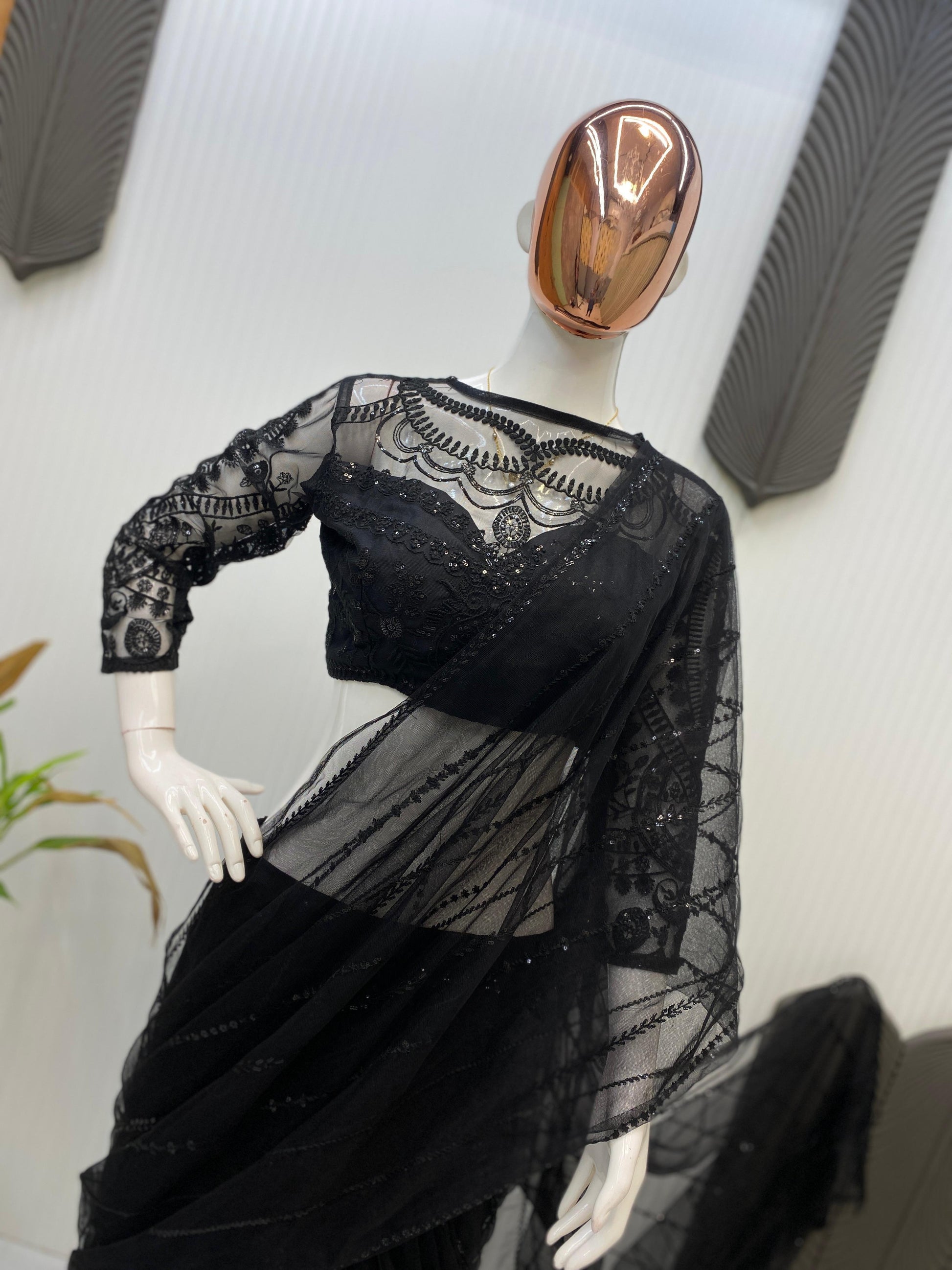 Product Image - Designer Sarara Lehenga Saree with Butterfly Net Fabric